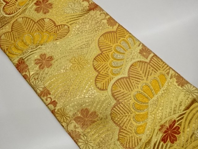 JAPANESE KIMONO / FUKURO OBI / WOVEN PINE & ARABESQUE KIKU 
